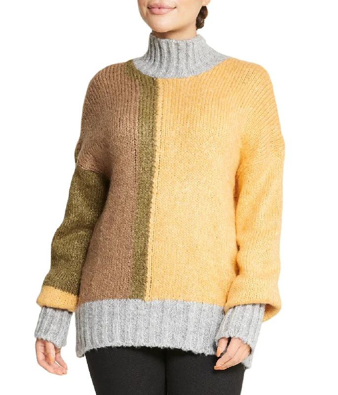 Color Block Tunic Sweater Casual Formal Business