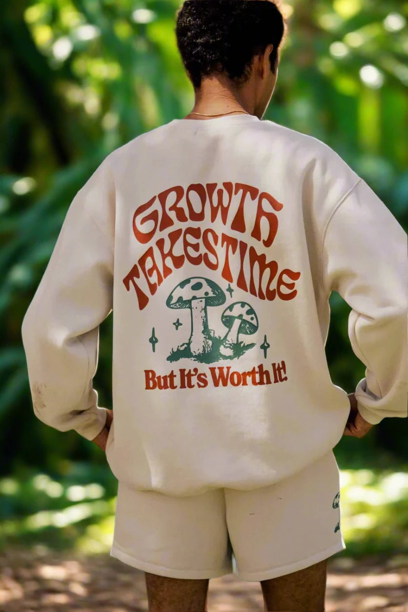 Mayfair Growth Takes Time Crewneck Sweater as seen on Courtney Green Layered Multi-layer Single Layer