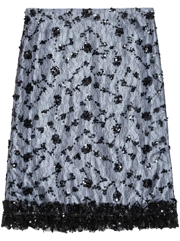 SEQUINNED TULLE HIGH-WAISTED SKIRT denim skirt stylish