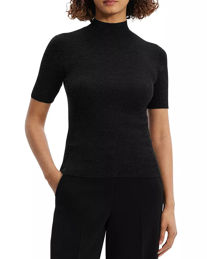 Leenda Solid Sweater Black - Theory Women Thin Thick Dense