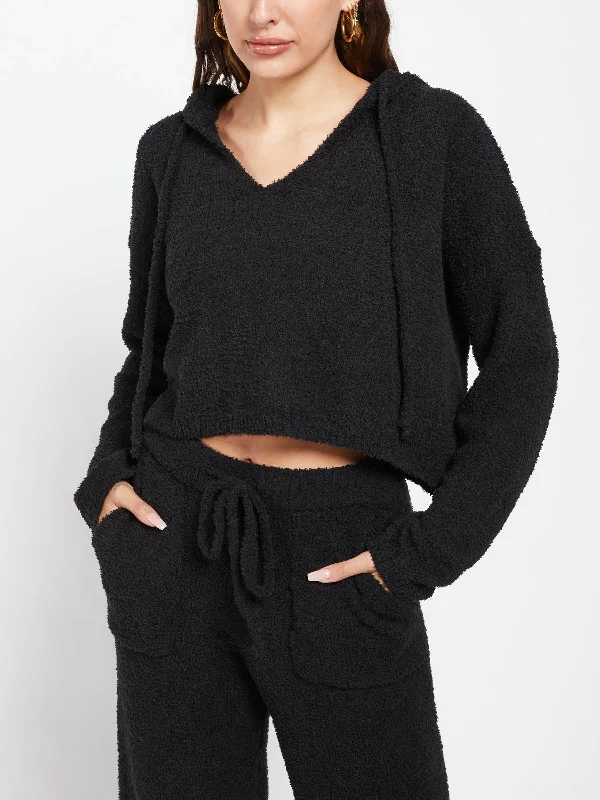 Notched Hooded Sweater Stylish Fashionable Trendy