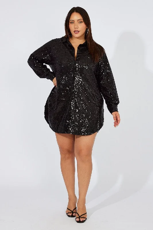 Black Sequin Long Overshirt Jacket Faux Fur Jacket Real Fur Jacket Shearling Jacket