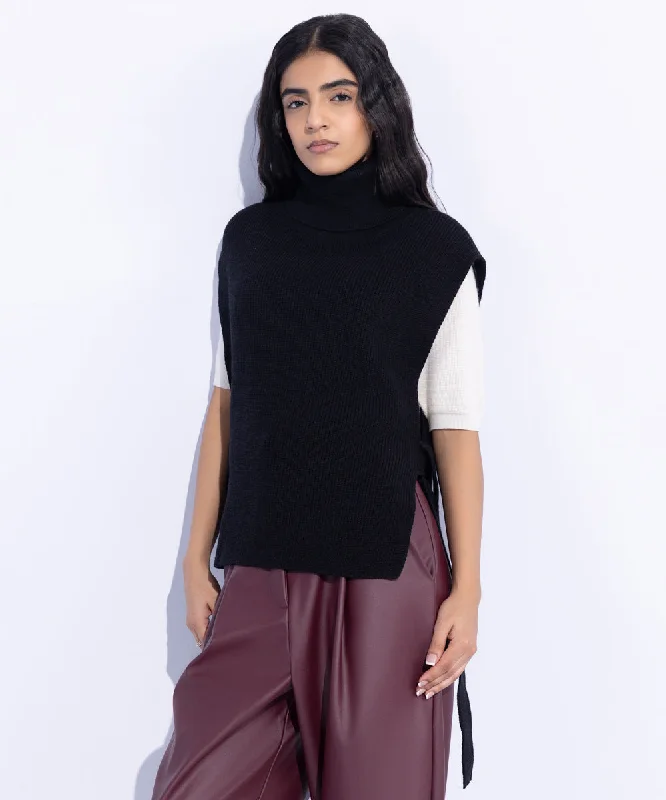 Turtle Neck Sweater Vest Satin Fabric Silk Fabric Chiffon Fabric