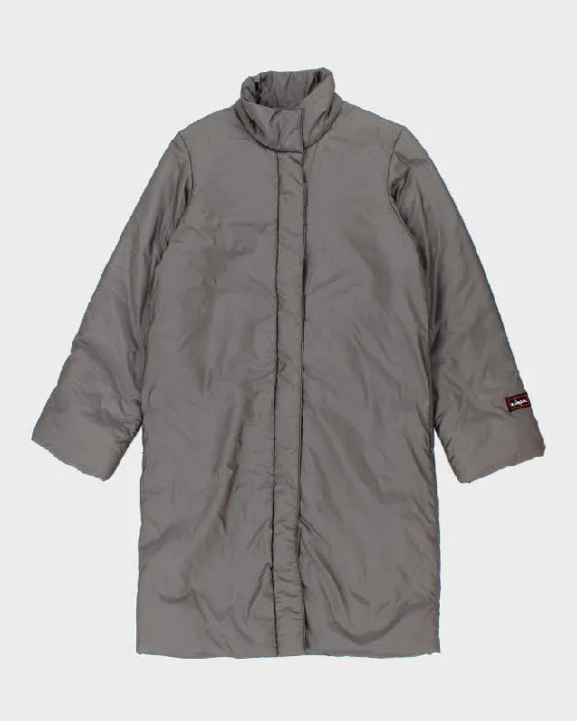 Vintage Women's 90's Kangol Insulated Long Down Jacket - S Front Pockets Side Pockets Patch Pockets
