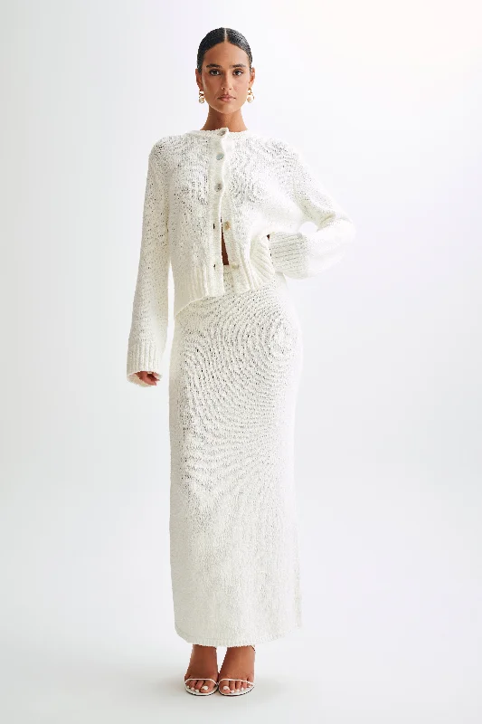 Moira Boucle Maxi Skirt - White cotton skirt soft