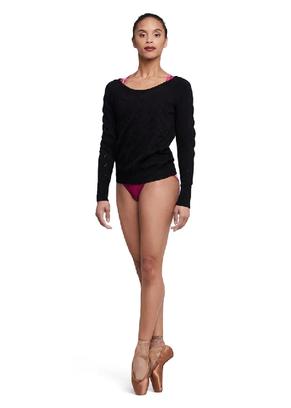 Mila Knit Sweater (Black) Hooded Caped Shawl Collar