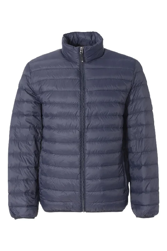 Weatherproof Mens 32 Degrees Packable Down Wind & Water Resistant Full Zip Jacket - Classic Navy Blue Fleece Fabric Down Fabric Feather Fabric