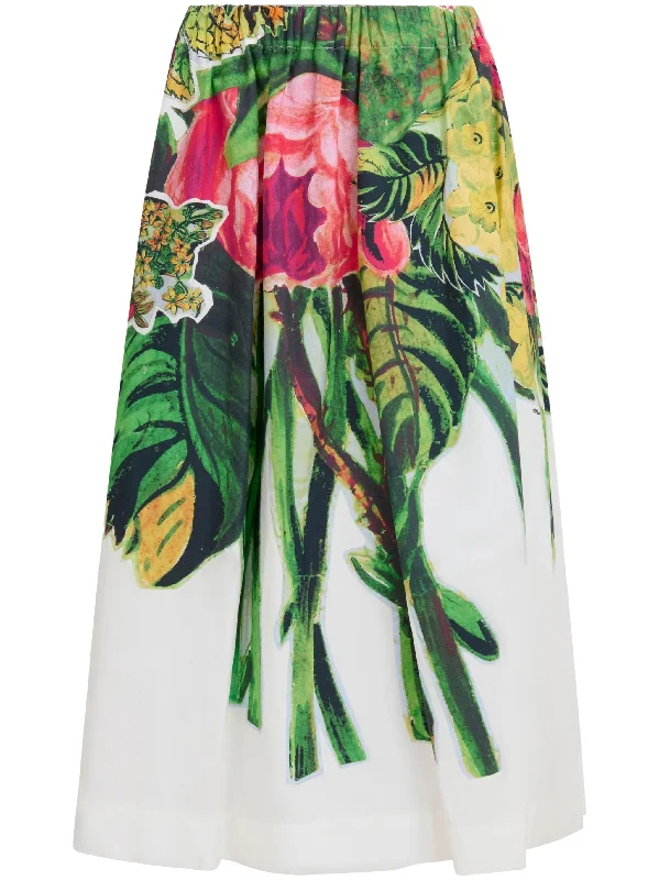 FLORAL-PRINT COTTON MIDI SKIRT chiffon skirt lightweight