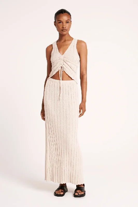 NUDE LUCY TAIYO KNIT SKIRT - STONE leather skirt modern