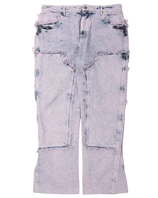 Frayed Monogram Double Knee Carpenter Pants Trendy Work Pants