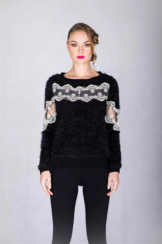 Furry Lace Sweater Transparent Opaque Sheer