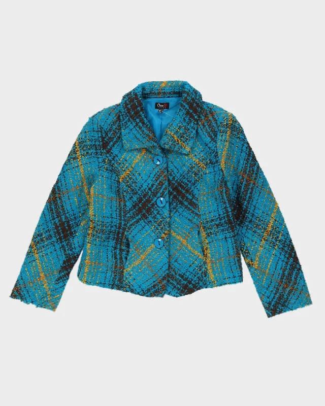 Blue Woven Blazer Jacket - M Quilted Jacket Puffer Jacket Insulated Jacket