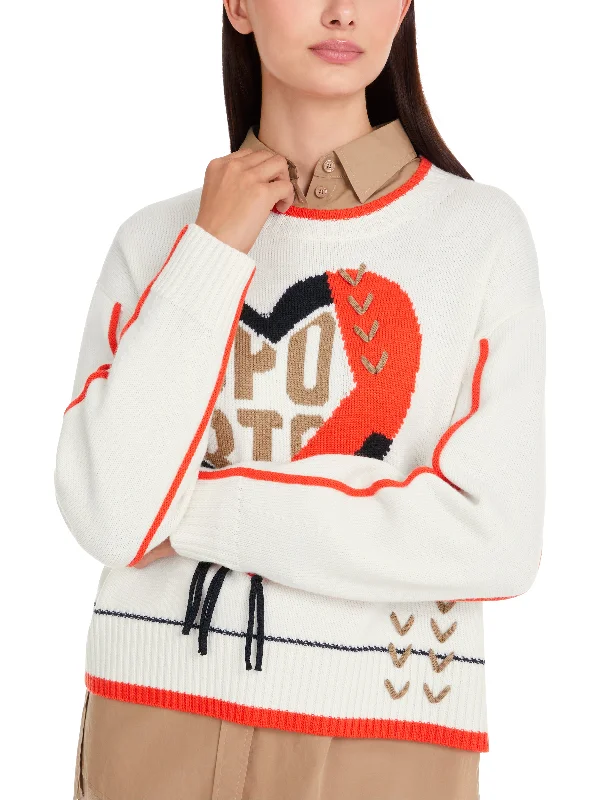 MARC CAIN Cream Heart Sweater Cashmere Blend Cotton Blend Poly Blend