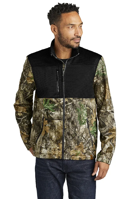 Russell Outdoors Mens Realtree Atlas Water Resistant Colorblock Full Zip Soft Shell Jacket - Deep Black/Realtree Edge Camo - NEW Belted Jacket Elasticated Jacket Padded Jacket