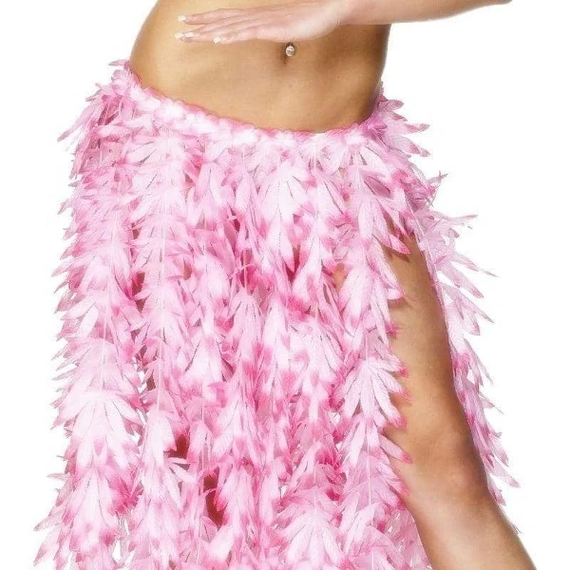 Hawaiian Hula Skirt Adult Pink Leaf Elasticated Waist 60cm 23in leather skirt sleek