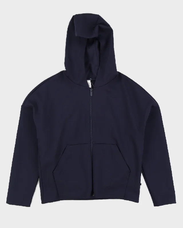 Lululemon Navy Athleisure Hooded Jacket - UK 12 Notch Collar Jacket Peter Pan Collar Jacket Cowl Neck Jacket