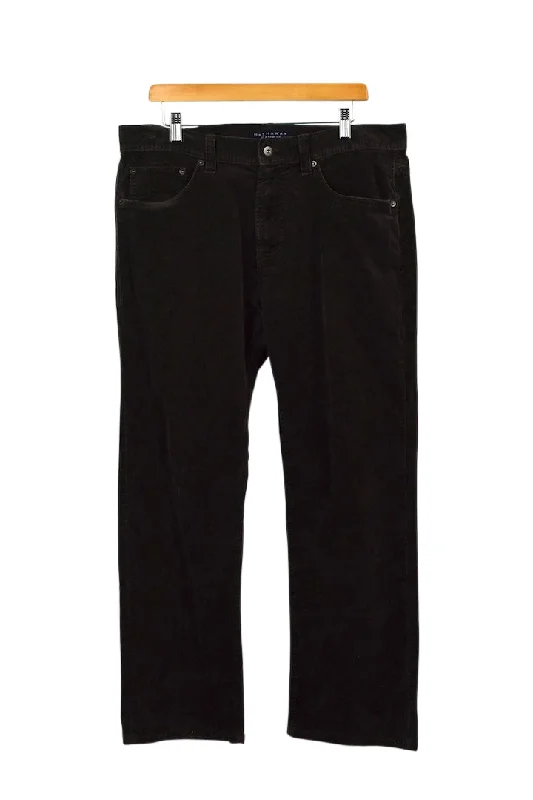 Brown Corduroy Pants High-Waist Trousers