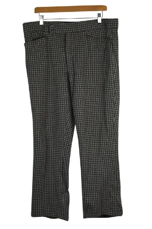 Grey Houndstooth Print Dress Pants Soft Stretch Trousers