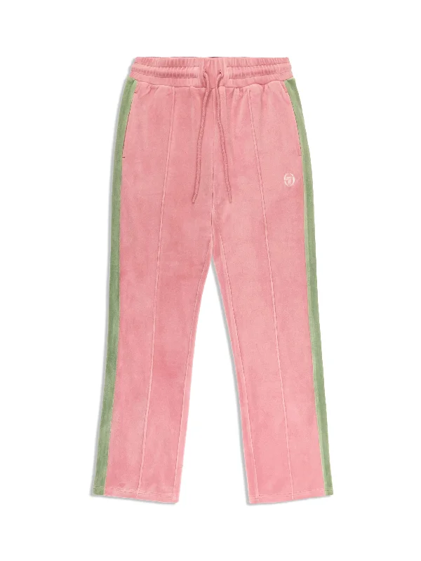 Miss Carlotta Velour Track Pant- Wild Rose Formal Wide-Leg Pants