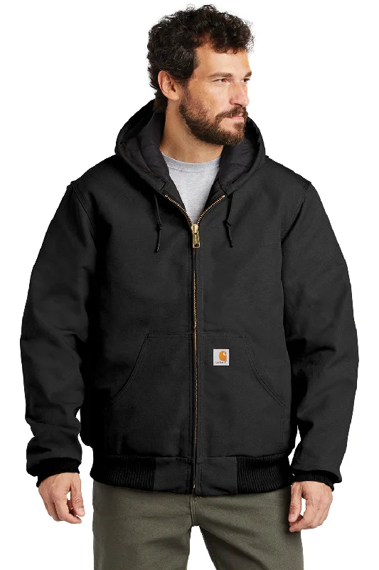 Carhartt Mens Wind & Water Resistant Duck Cloth Full Zip Hooded Work Jacket - Black Corduroy Jacket Velvet Jacket Brocade Jacket