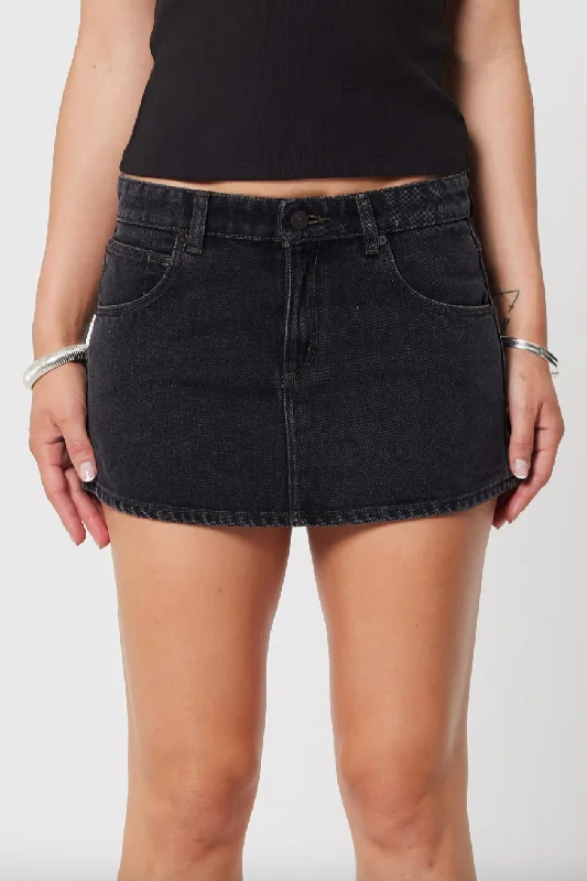 ABRAND 99 LOW SKIRT HEIDI - WASHED BLACK leather skirt refined