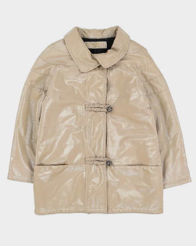 Nina Ricci Beige PVC Quilted Jacket - M Cotton Fabric Linen Fabric Terry Fabric