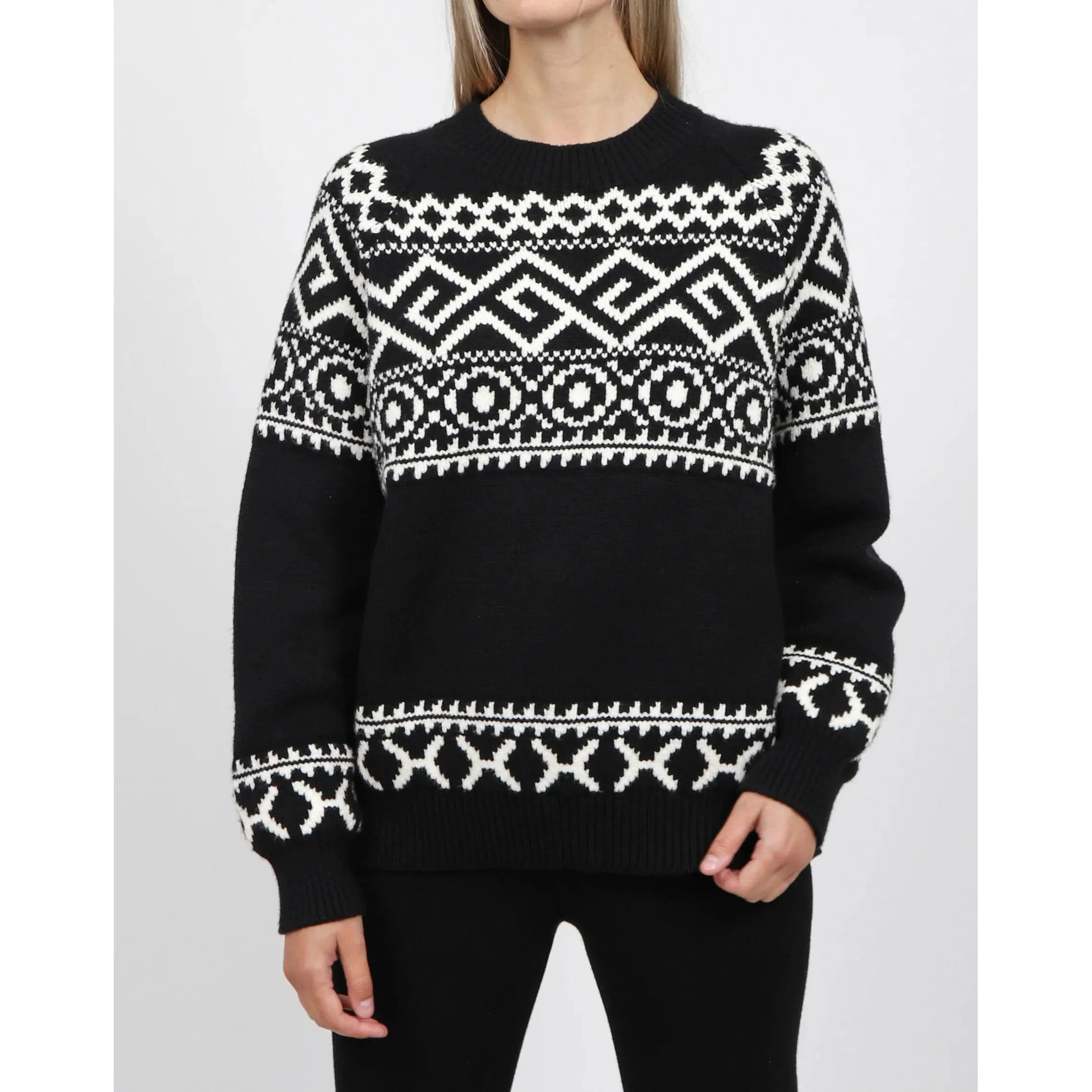 Brunette the Label Fair Isle Sweater Chenille Blend Fleece Blend Nylon Blend