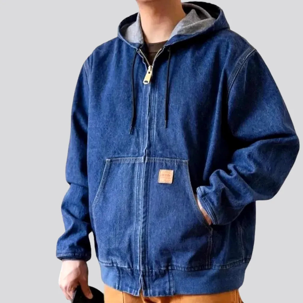 High-quality 15oz denim jacket for men Stand-Up Collar Roll-Neck Collar Turtle Neck