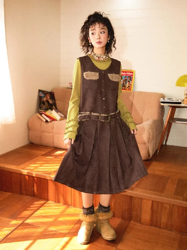 Belted suede skirt【s0000010358】 cashmere skirt fine