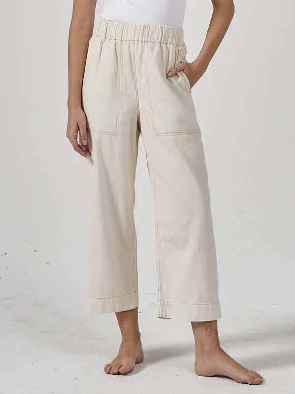 Thrills EASE UTILITY PANT - HERITAGE WHITE/CITRUS Chic Capri Pants