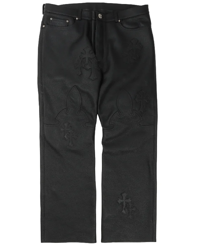 Leather Cross Pants High-Waist Jogger Pants