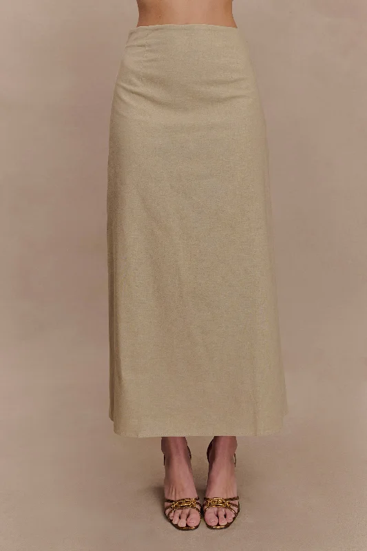 Dora Linen Midi Skirt - Natural tiered skirt playful