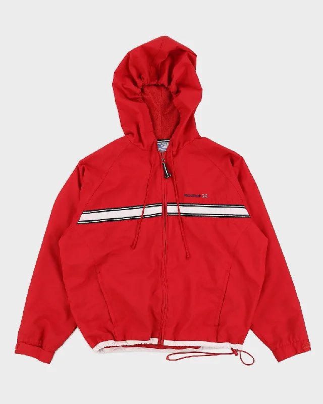 00s Y2K Reebok Red Track Jacket - L Cotton Fabric Linen Fabric Terry Fabric