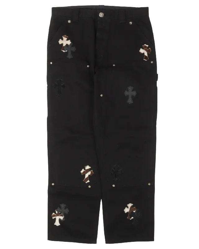 Cow Patch Double Knee Pants Chic Capri Pants