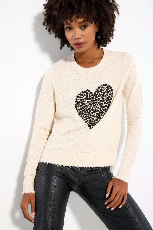 Heart Strong Sweater Sheepskin - Lisa Todd Spandex Blend Rayon Blend Denim Blend