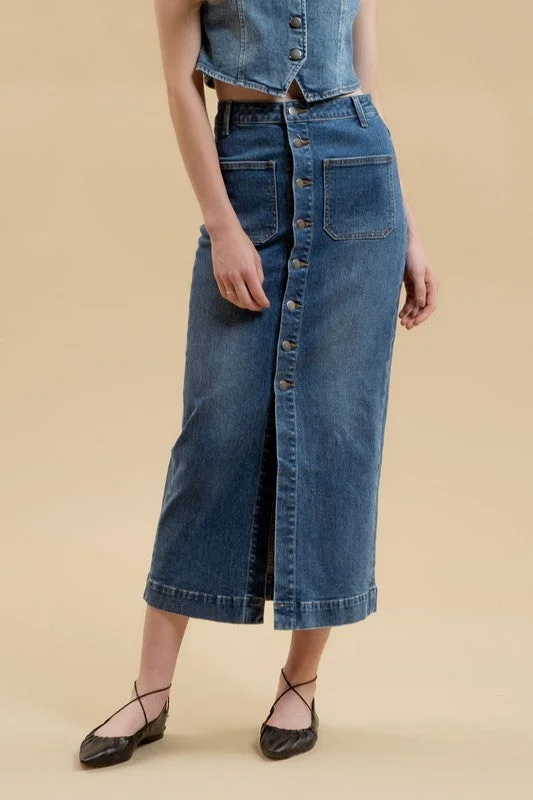 Taryn Skirt in Dark Denim summer skirt style