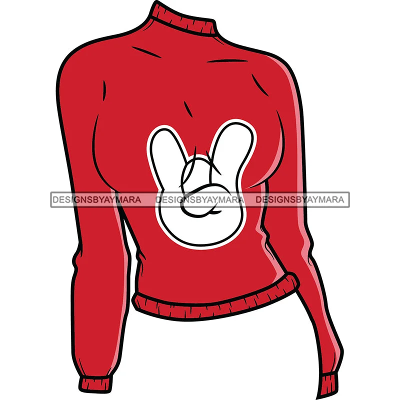 Red Sweater With White Applique Sign Top SVG JPG PNG Vector Clipart Cricut Silhouette Cut Cutting Denim Fabric Leather Fabric Suede Fabric