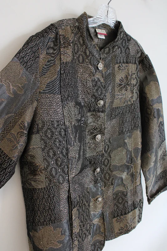 Tudor Court Gray & Brown Patterned Jacket | XL Fleece Jacket Down Jacket Feather Jacket
