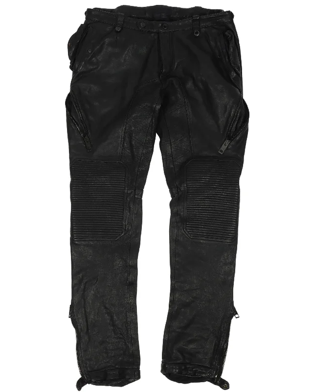 Leather Biker Pants Stretch Fit Pants