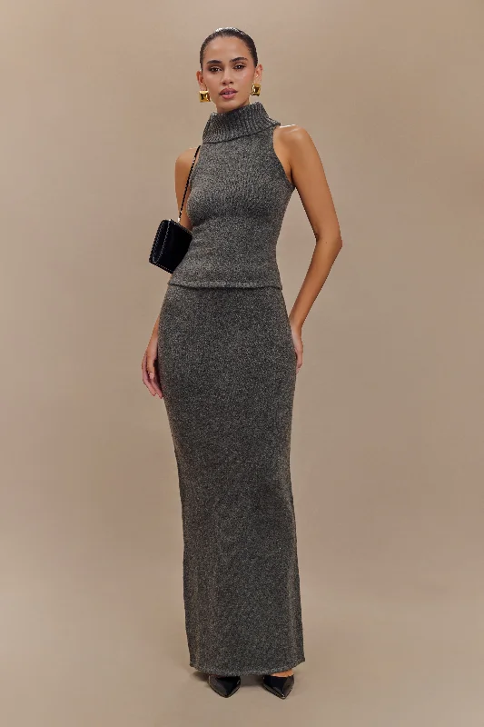 Elise Knit Maxi Skirt - Charcoal Marle lace skirt delicate