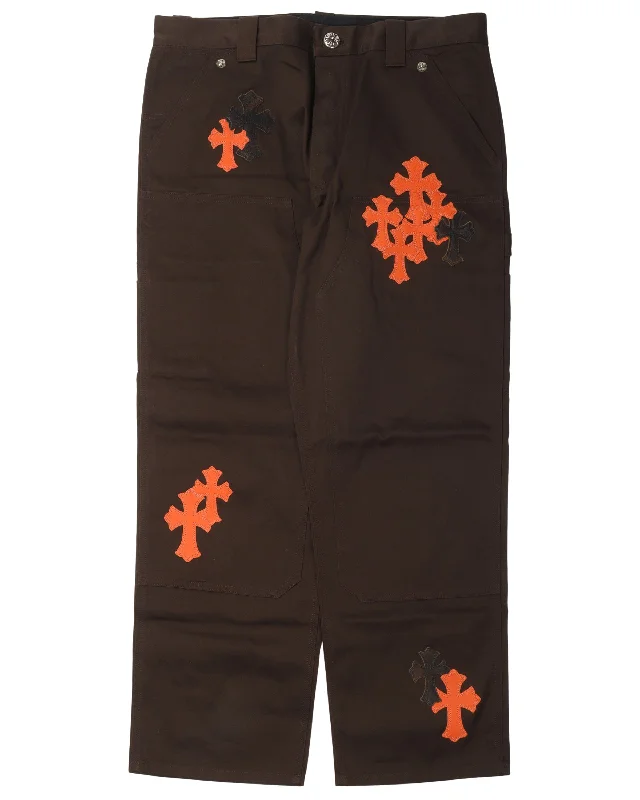 Double Knee Cross Patch Pants Relaxed Linen Pants