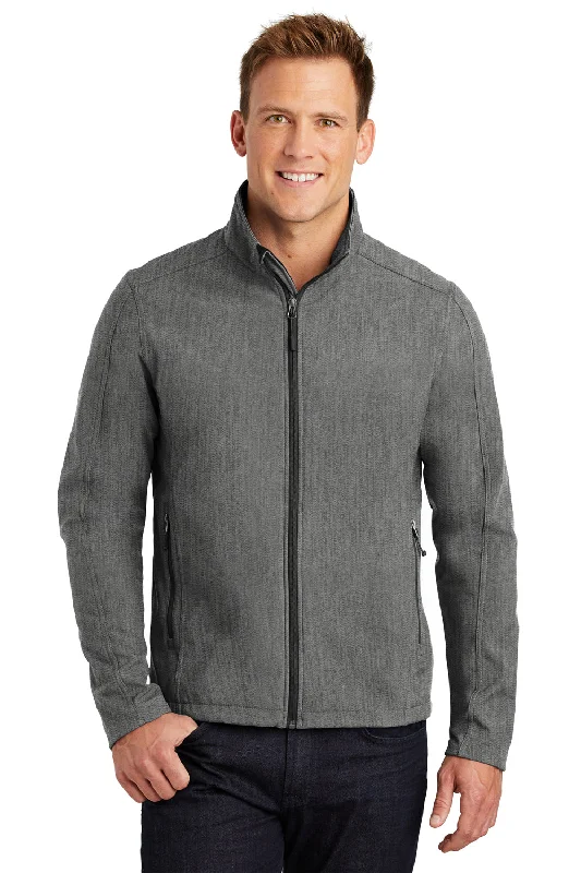 Port Authority Mens Core Wind & Water Resistant Full Zip Jacket - Heather Pearl Grey Collared Jacket Crew Neck Jacket Turtle Neck Jacket