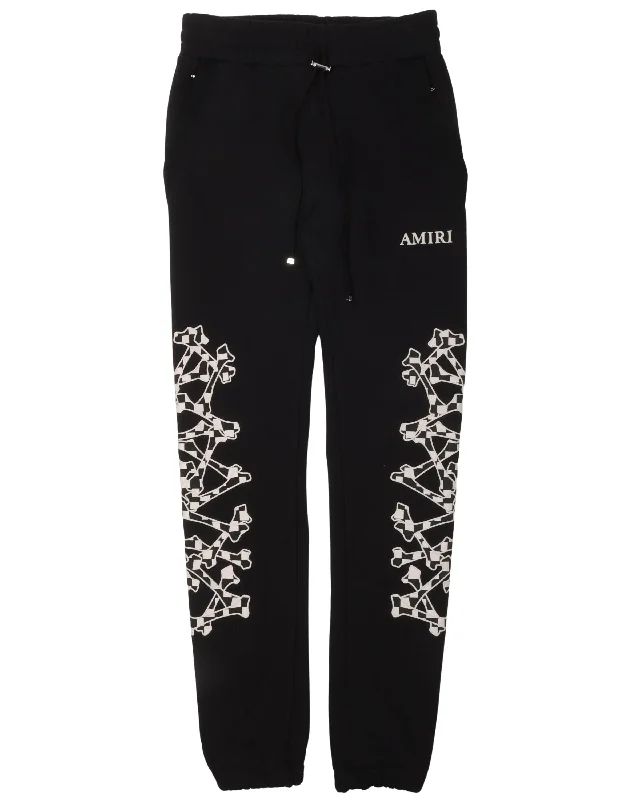 Checkered Bones Sweat Pant Cozy Lounge Pants