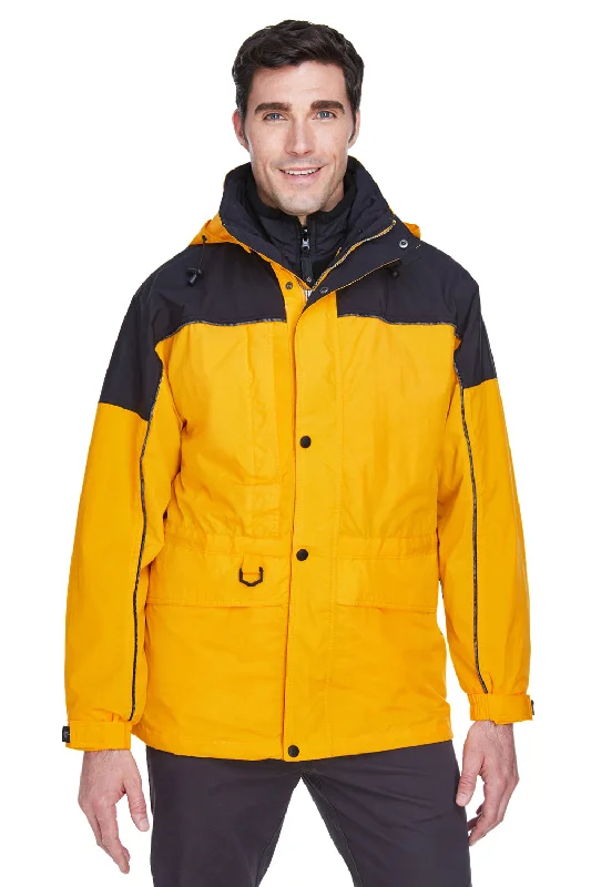 North End Mens 3-in-1 Water Resistant Full Zip Hooded Jacket - Sunray Yellow/Black Knit Fabric Woven Fabric Fleece Fabric