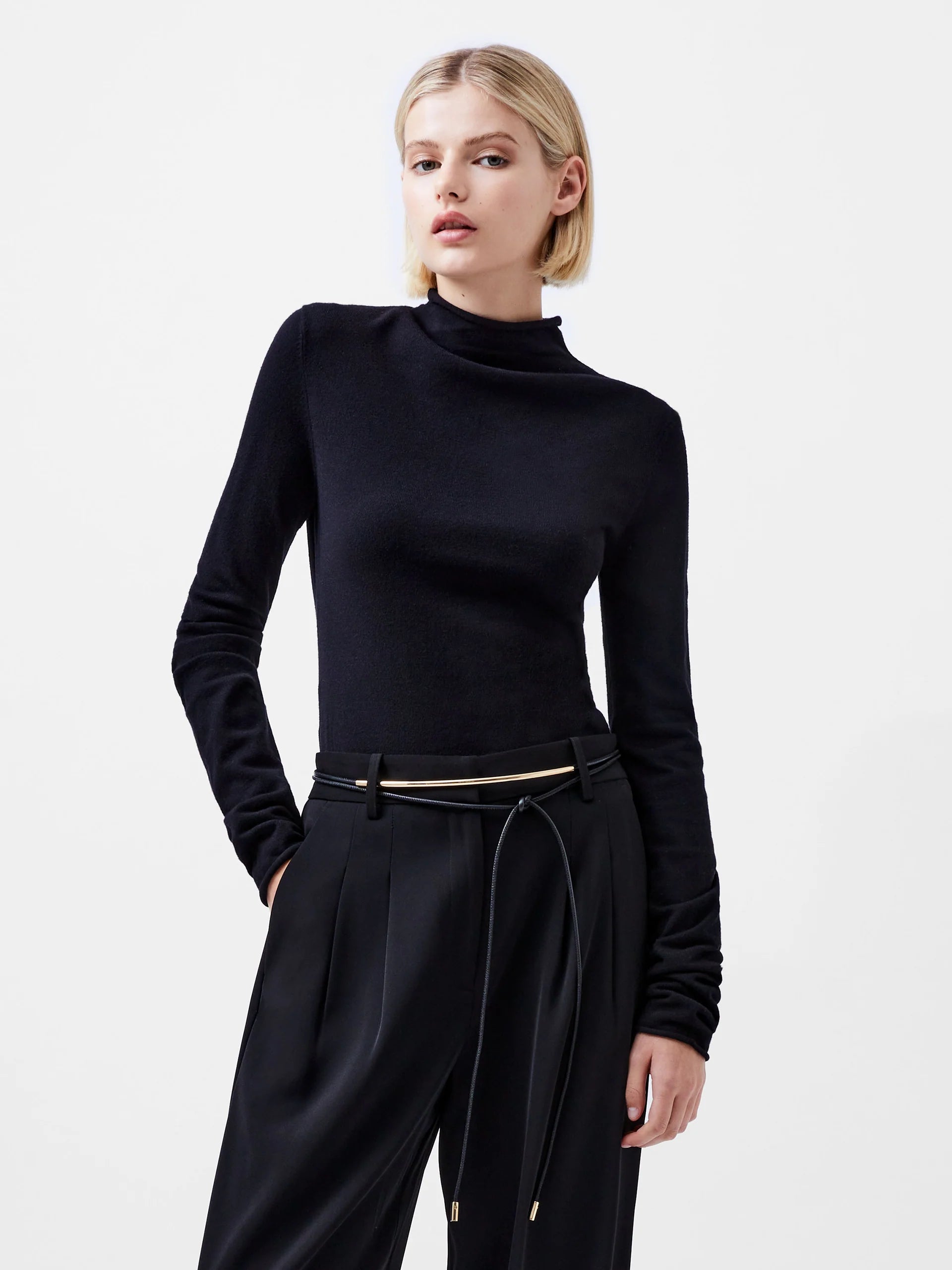Cosysoft Fitted High Neck Sweater Black - French Connection Fitted Slim Tailored