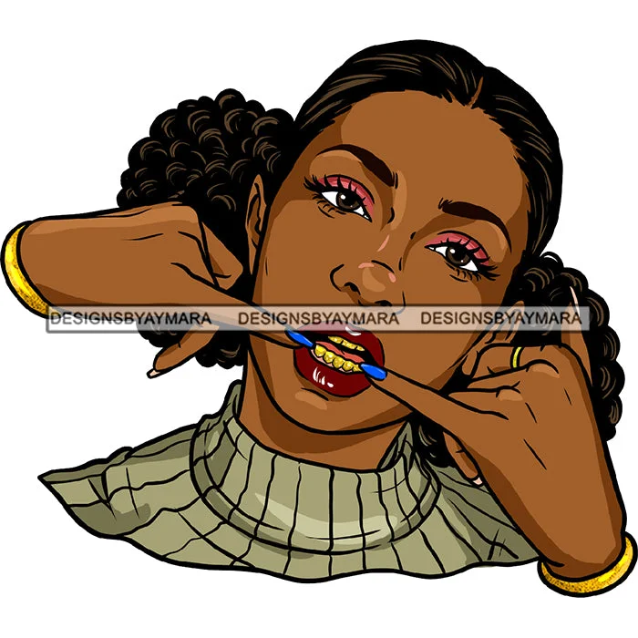 Gangster Gangsta Afro Black Woman Afro Puffs  Sweater   JPG PNG  Clipart Cricut Silhouette Cut Cutting Chenille Fabric Brocade Fabric Lace Fabric