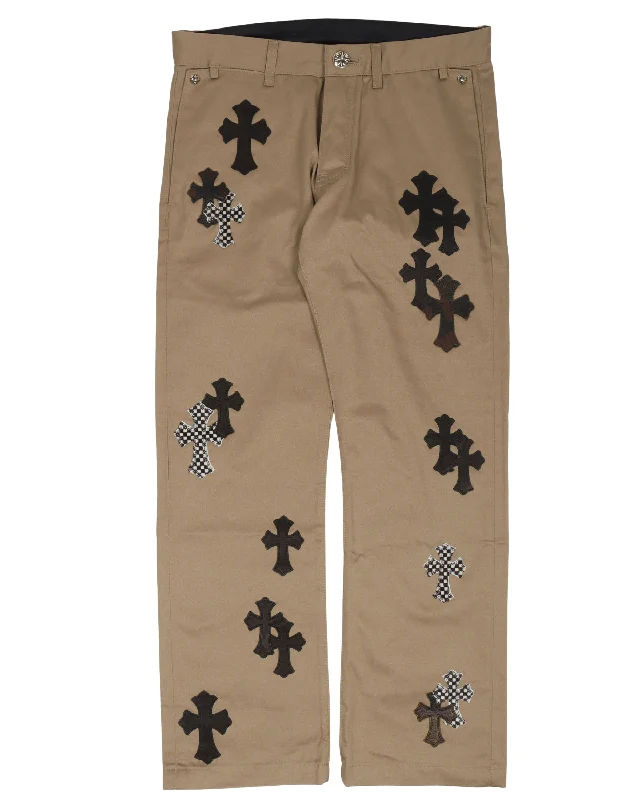 Cross Patch Chino Pants Cozy Full-Length Pants