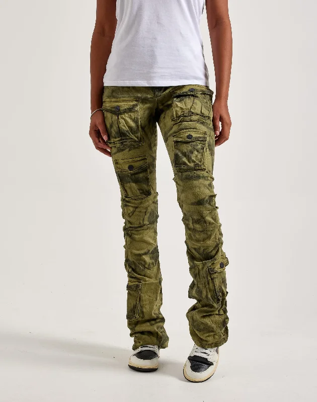 Smoke Rise High-Rise Stacked Cargo Pants Stylish Slim Trousers