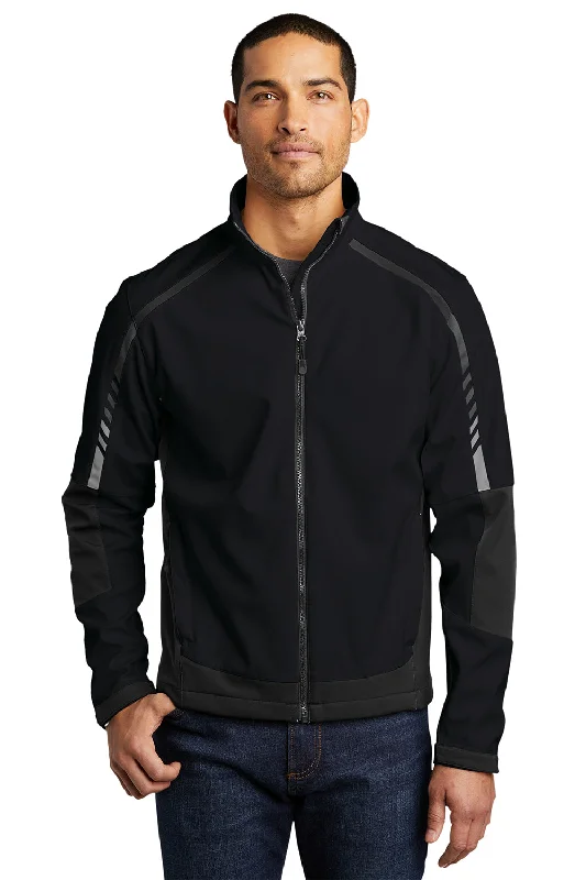 Port Authority Mens Embark Wind & Water Resistant Full Zip Jacket - Black/Deep Grey - Closeout Jacket Blazer Coat