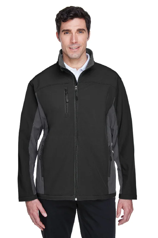 Devon & Jones Mens Wind & Water Resistant Full Zip Jacket - Black/Dark Grey - Closeout One-Shoulder Jacket Off-the-Shoulder Jacket Asymmetrical Jacket